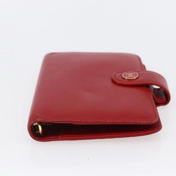 CHANEL COCO Mark Day Planner Cover Leather Red Gold CC Auth - Picture 5 of 16